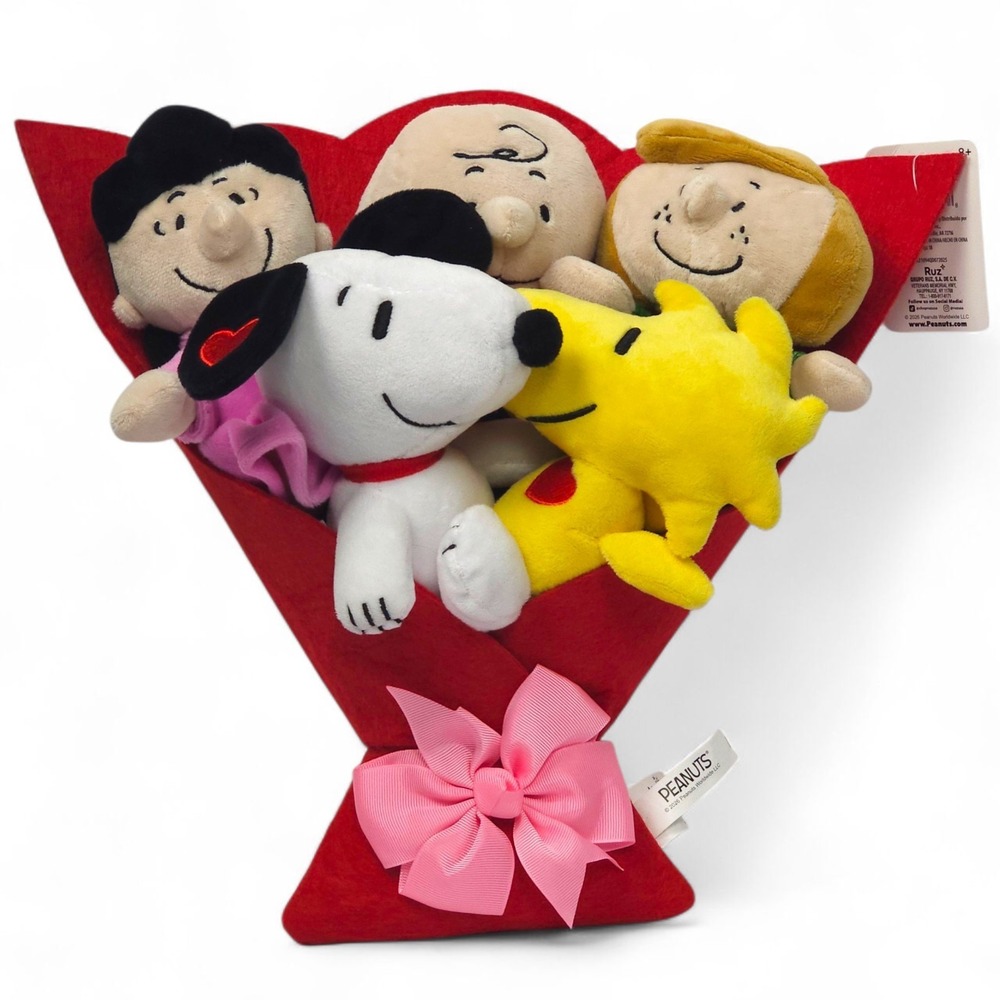 Peanuts Snoopy Plush Bouquet Charlie Brown Lucy Woodstock Ruz Valentine Gift NEW